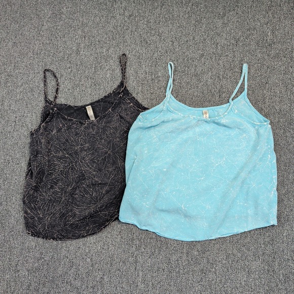 Zenana Y2K Mineral Wash Cami Tank Top Bundle S Black Blue QTW-7262A3 Acid Wash — photo 2